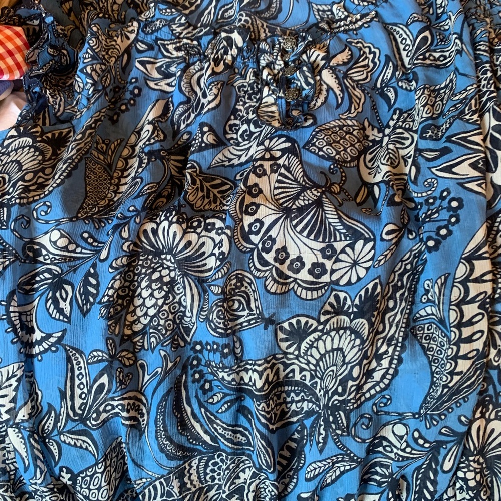 Gauze summer print blouse
